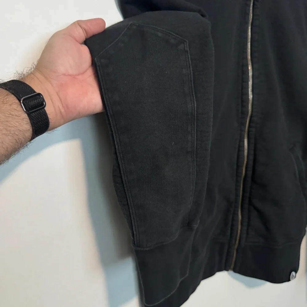 American Giant Moto Full Zip Jacket Mens Large Black Cotton Mock Heavyweight